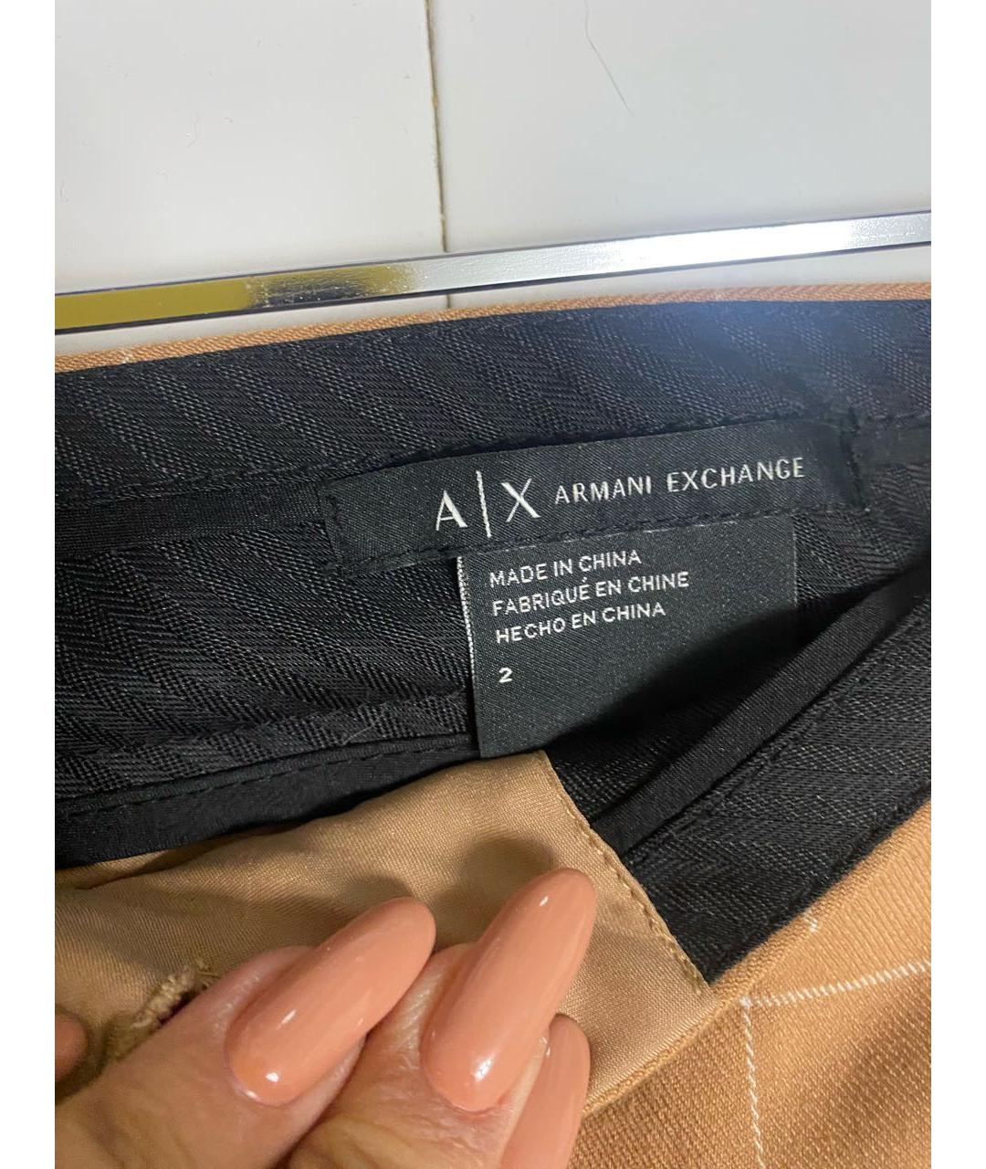 ARMANI EXCHANGE Бежевые вискозные прямые брюки, фото 4