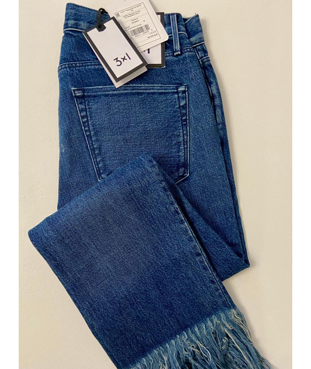 3X1 Синие хлопковые прямые джинсы, фото 6