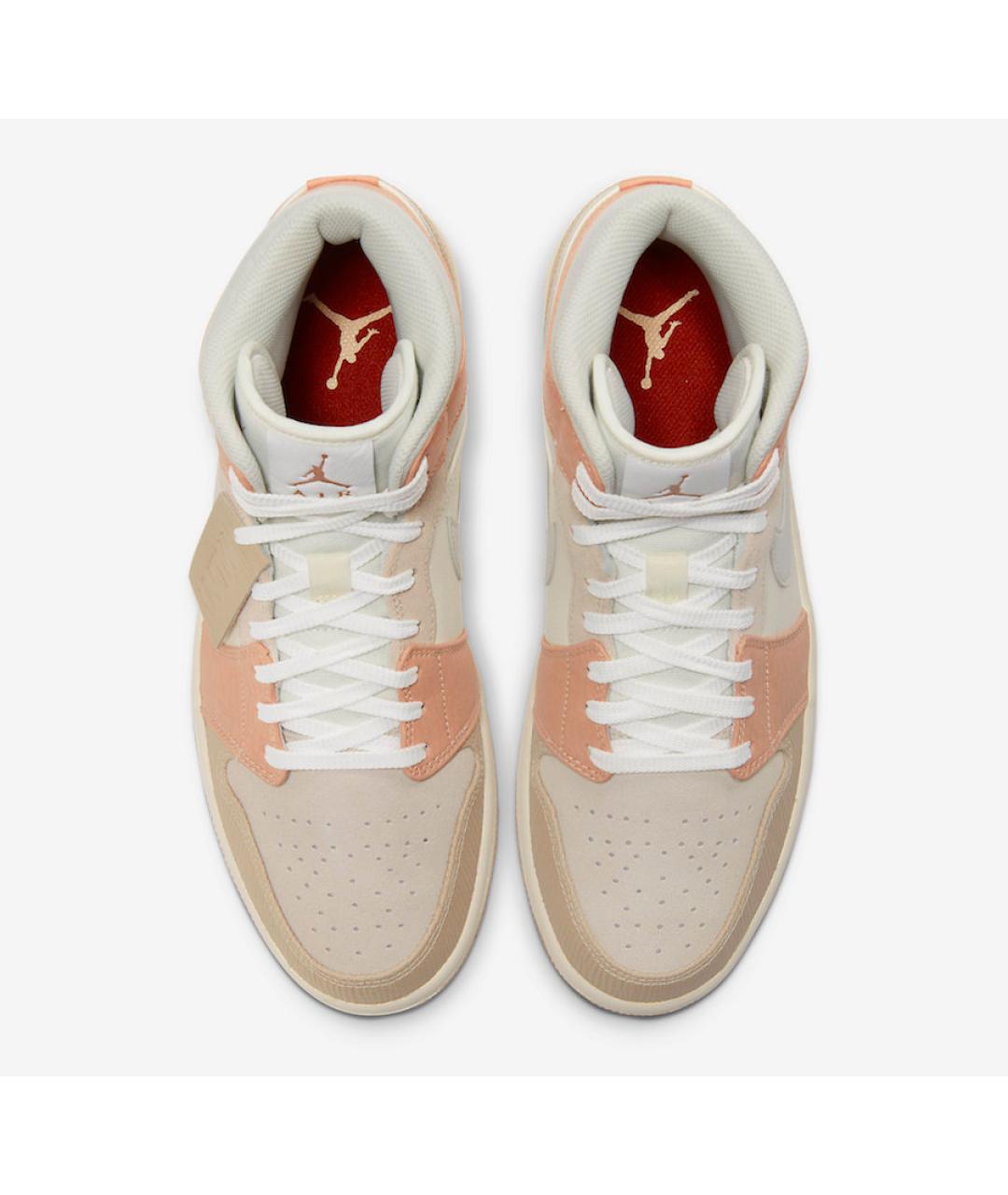 JORDAN Бежевые кожаные высокие кроссовки / кеды, фото 3