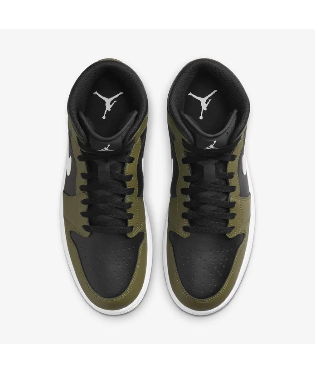 JORDAN Хаки кожаные высокие кроссовки / кеды, фото 3