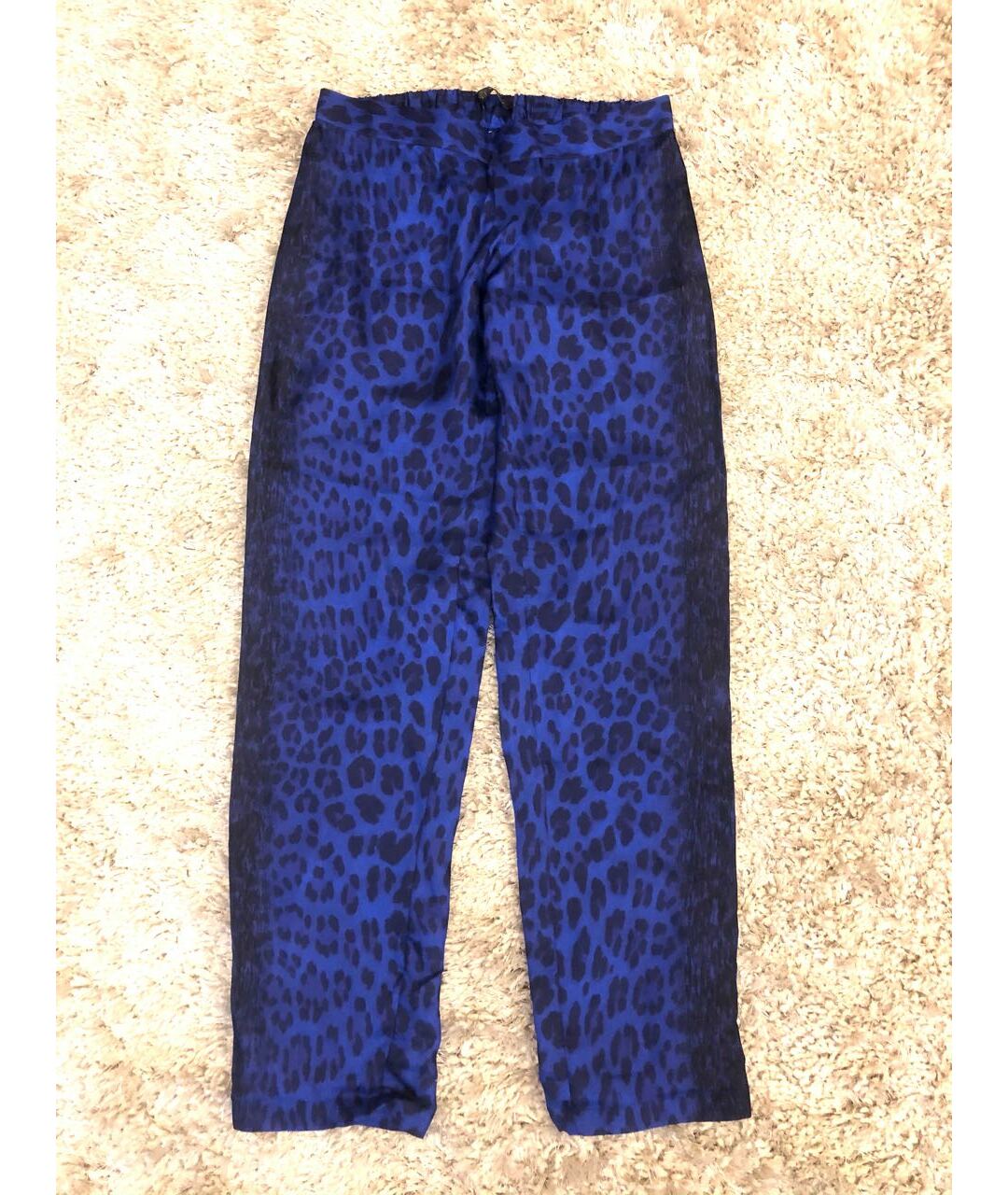 VERSACE Синие шелковые прямые брюки, фото 2