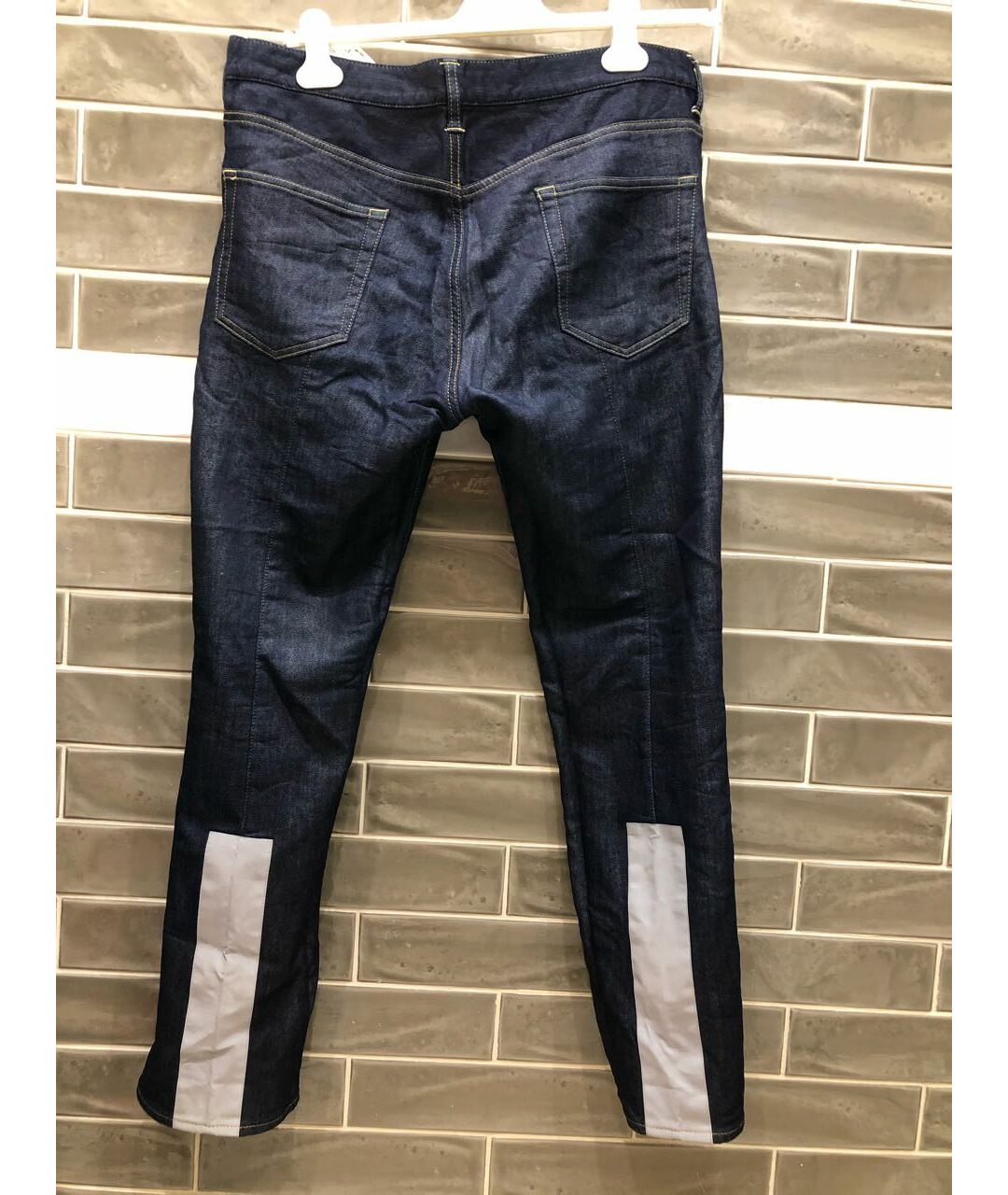 COMME DES GARÇONS Темно-синие хлопко-полиэстеровые прямые джинсы, фото 9