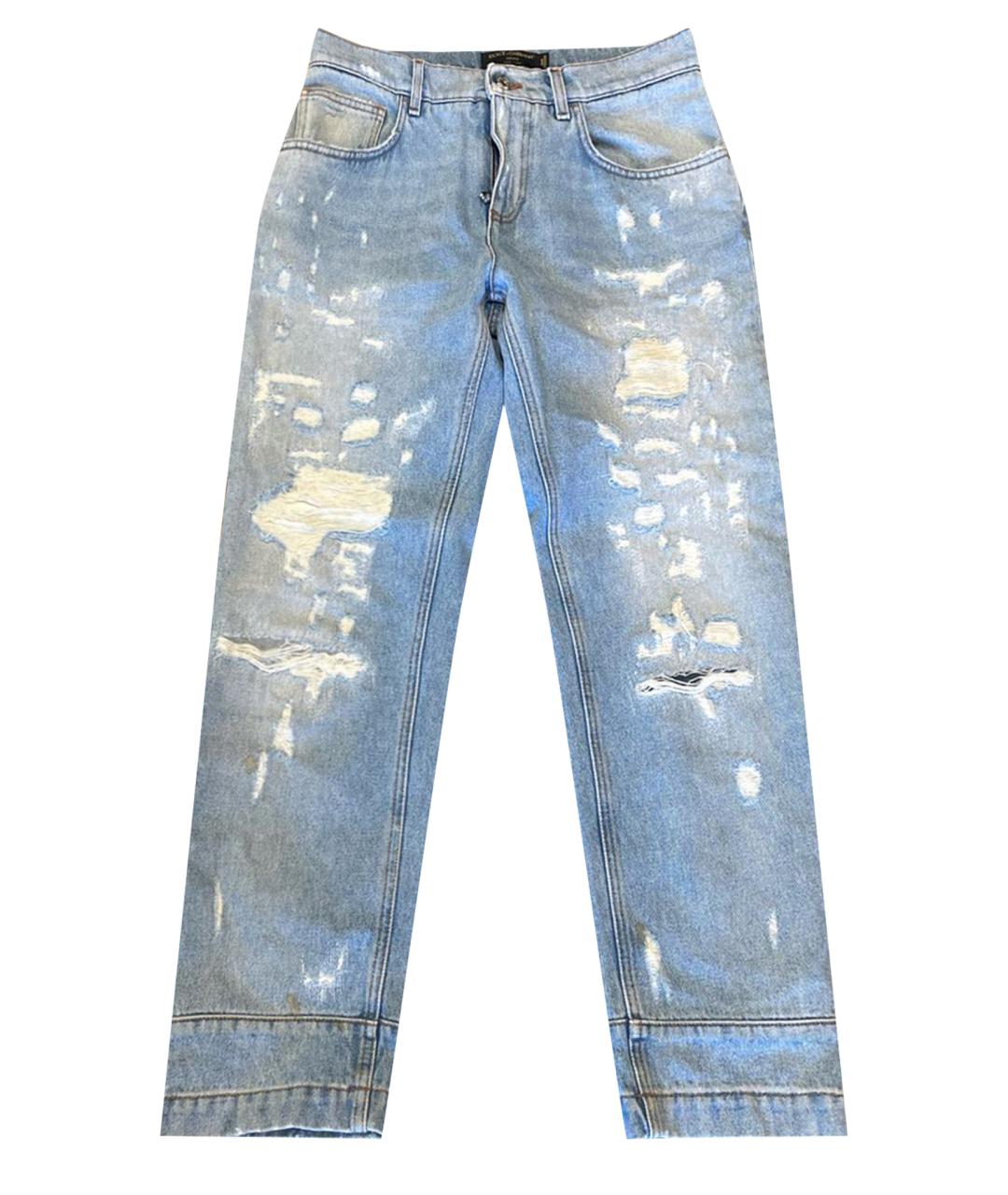 DOLCE&GABBANA Голубые хлопко-полиэстеровые прямые джинсы, фото 1