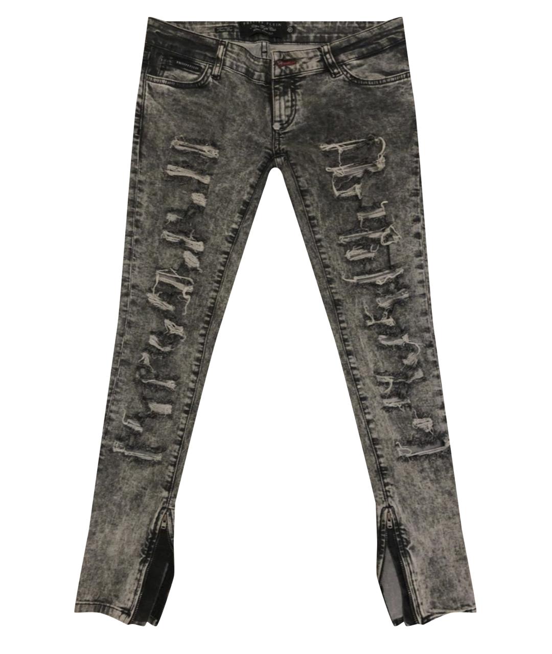 PHILIPP PLEIN Серые хлопко-эластановые джинсы слим, фото 1