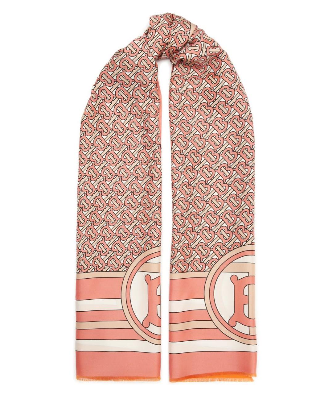 BURBERRY Оранжевый шелковый шарф, фото 1