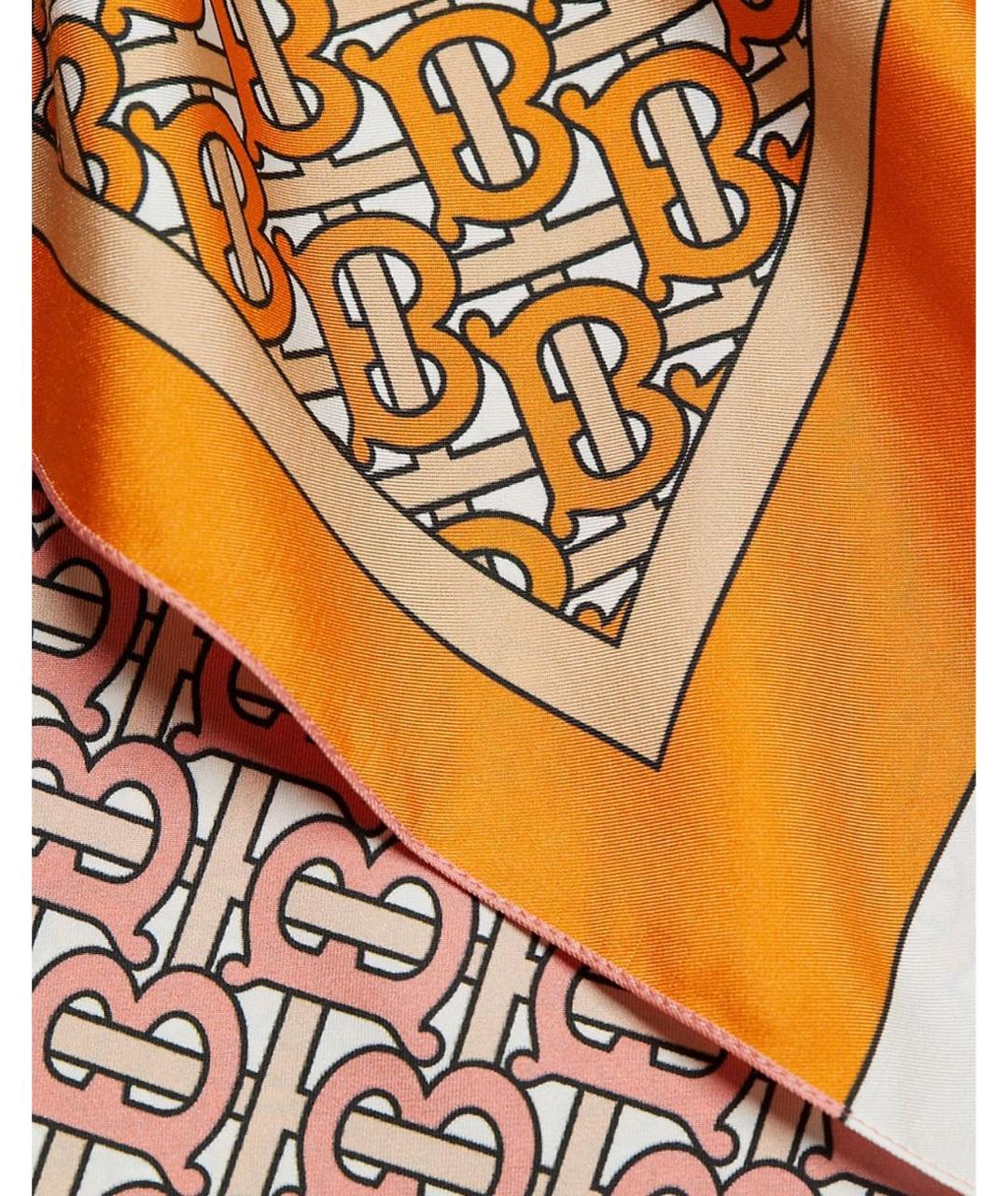 BURBERRY Оранжевый шелковый шарф, фото 4