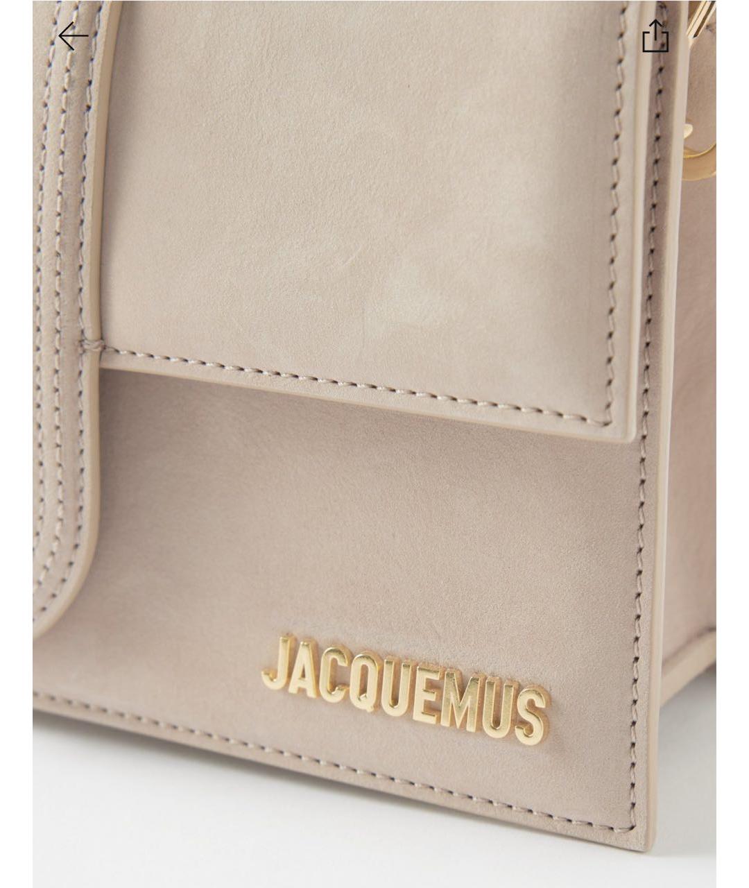 JACQUEMUS Бежевая кожаная сумка через плечо, фото 4