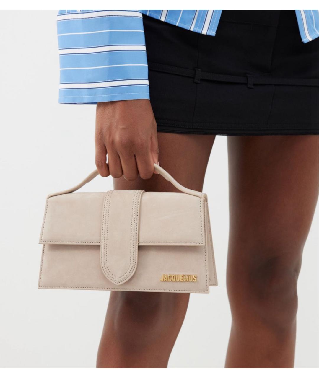 JACQUEMUS Бежевая кожаная сумка через плечо, фото 2