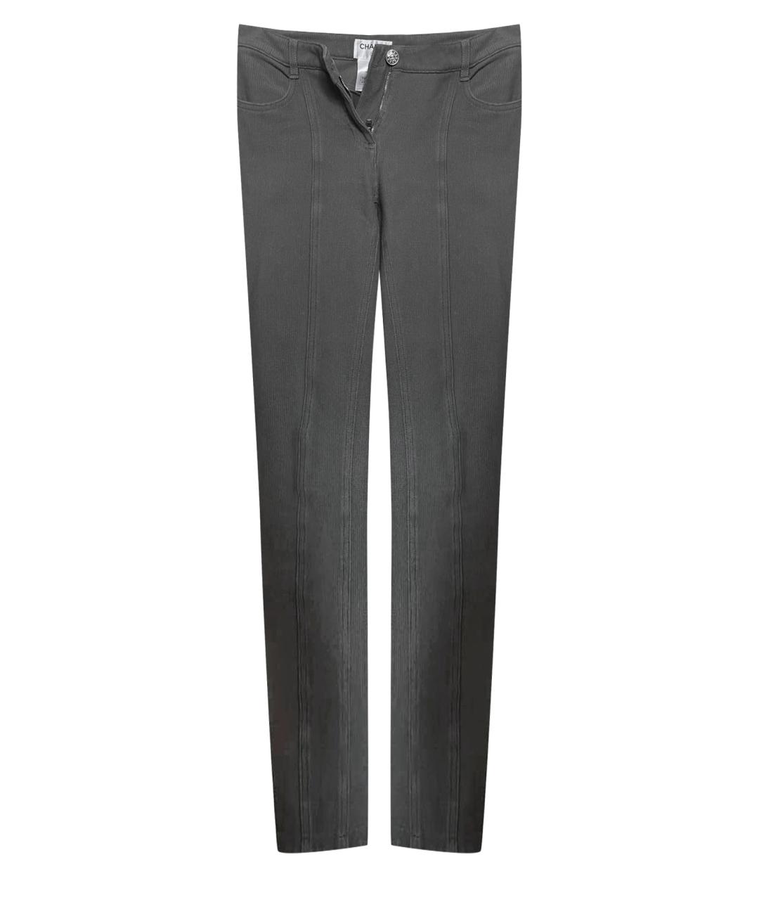 CHANEL PRE-OWNED Серые хлопковые прямые брюки, фото 1