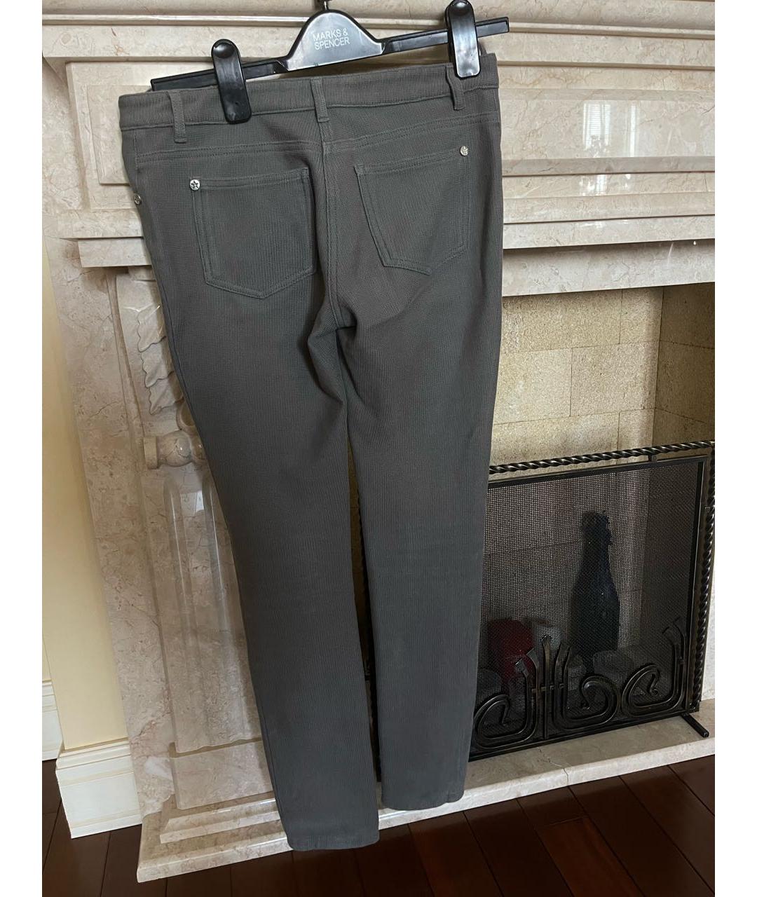 CHANEL PRE-OWNED Серые хлопковые прямые брюки, фото 2