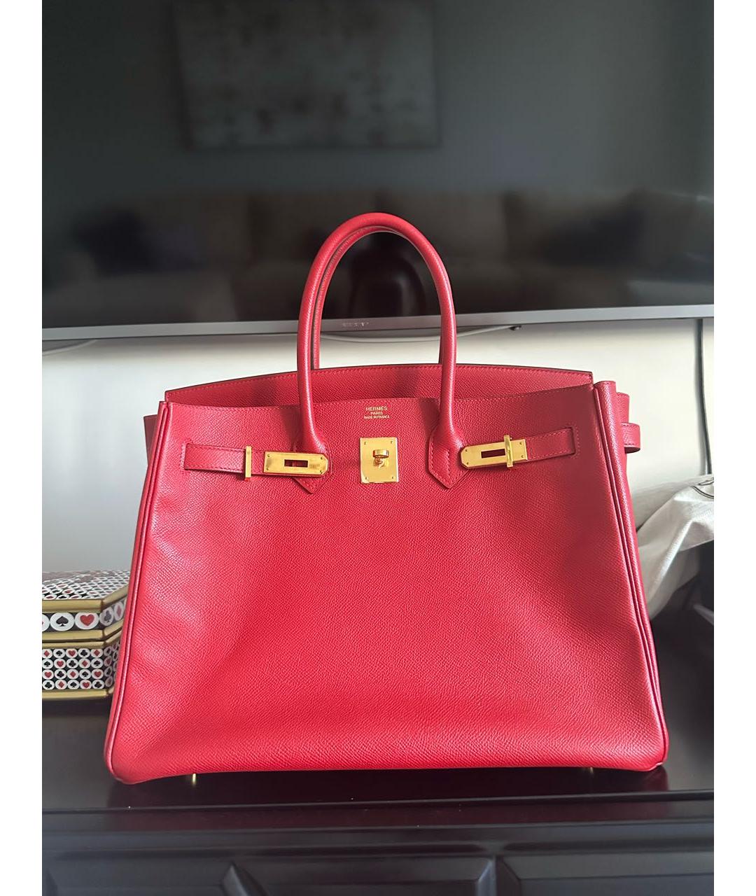 HERMES PRE-OWNED Красная кожаная сумка с короткими ручками Birkin для  женщин – купить в интернет магазине с доставкой