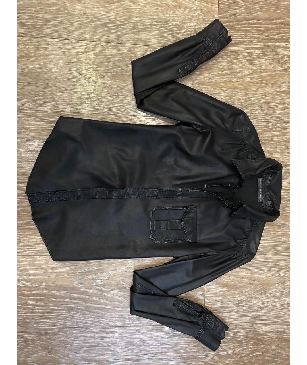 BALENCIAGA Черная кожаная рубашка, фото 4