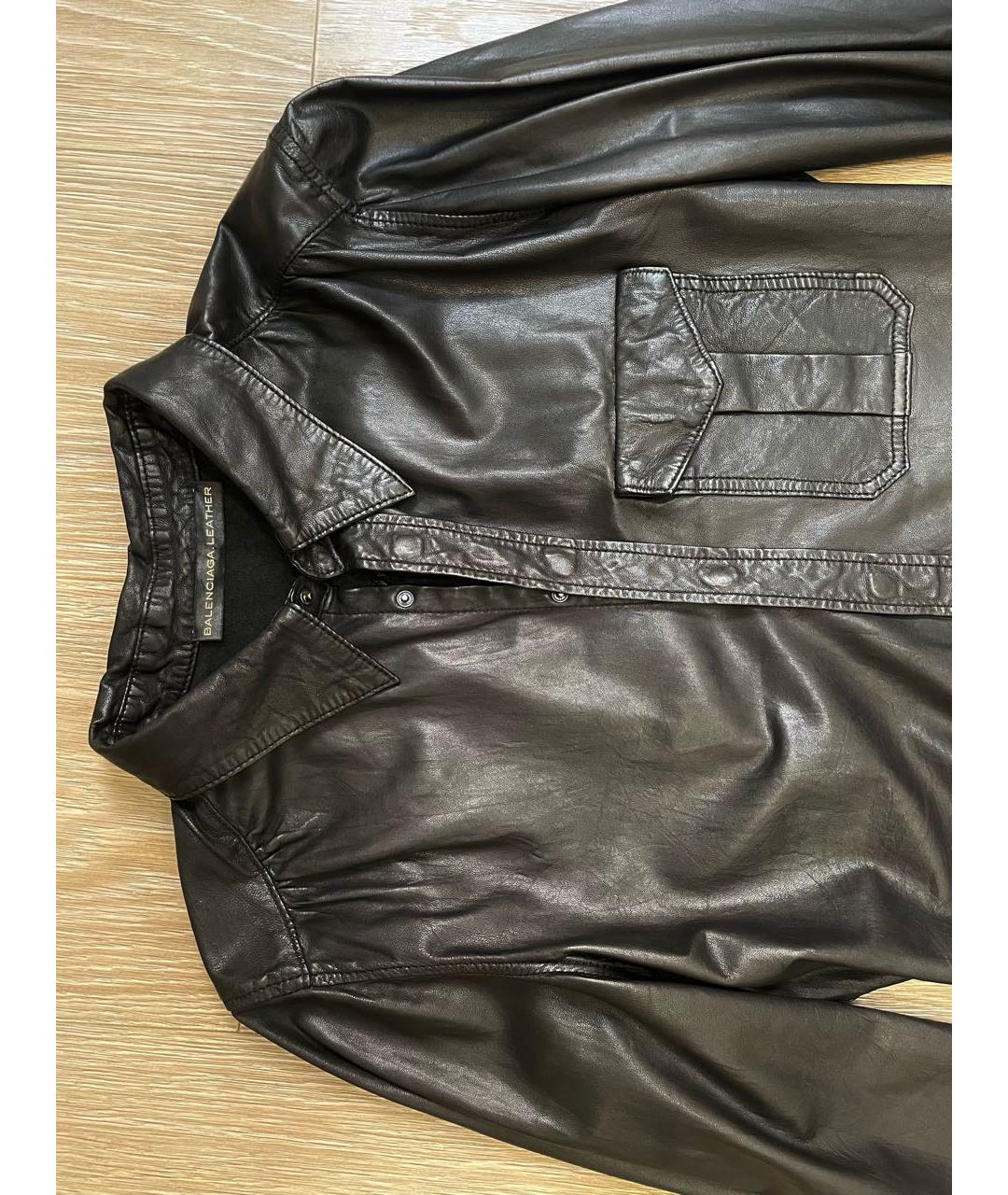 BALENCIAGA Черная кожаная рубашка, фото 5