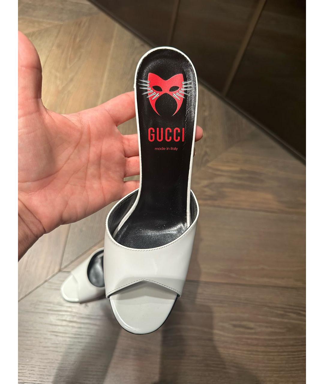 GUCCI Белые кожаные мюли, фото 2