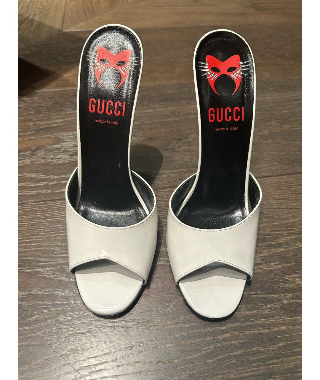 GUCCI Белые кожаные мюли, фото 3