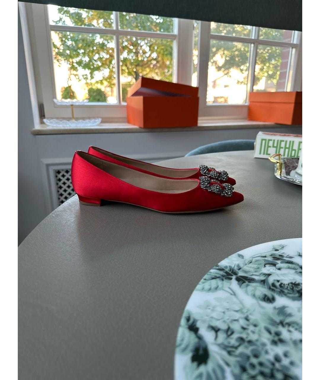 MANOLO BLAHNIK Красные балетки, фото 7