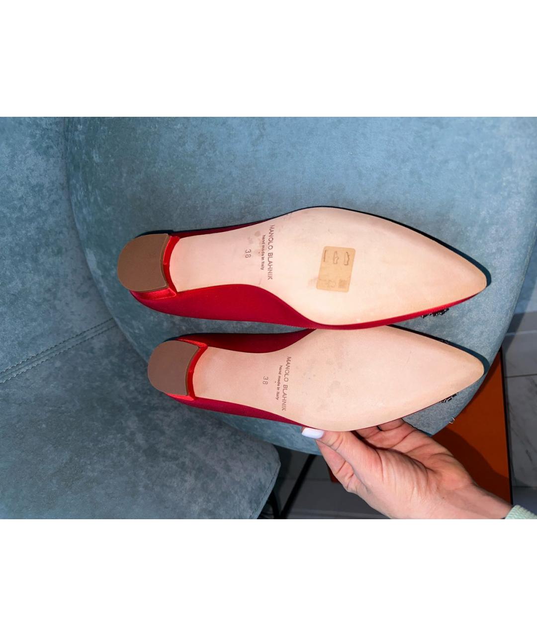 MANOLO BLAHNIK Красные балетки, фото 5