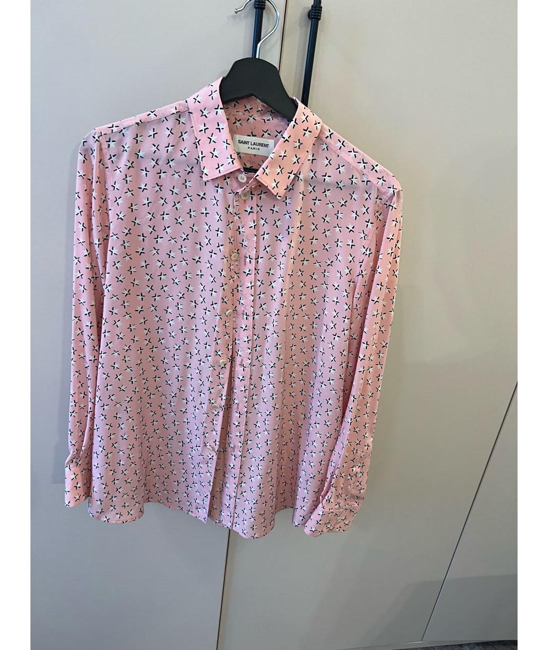 SAINT LAURENT Розовая шелковая блузы, фото 7