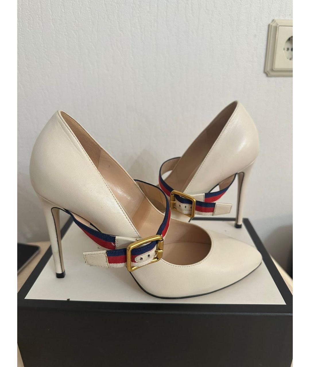 GUCCI Белые кожаные туфли, фото 8