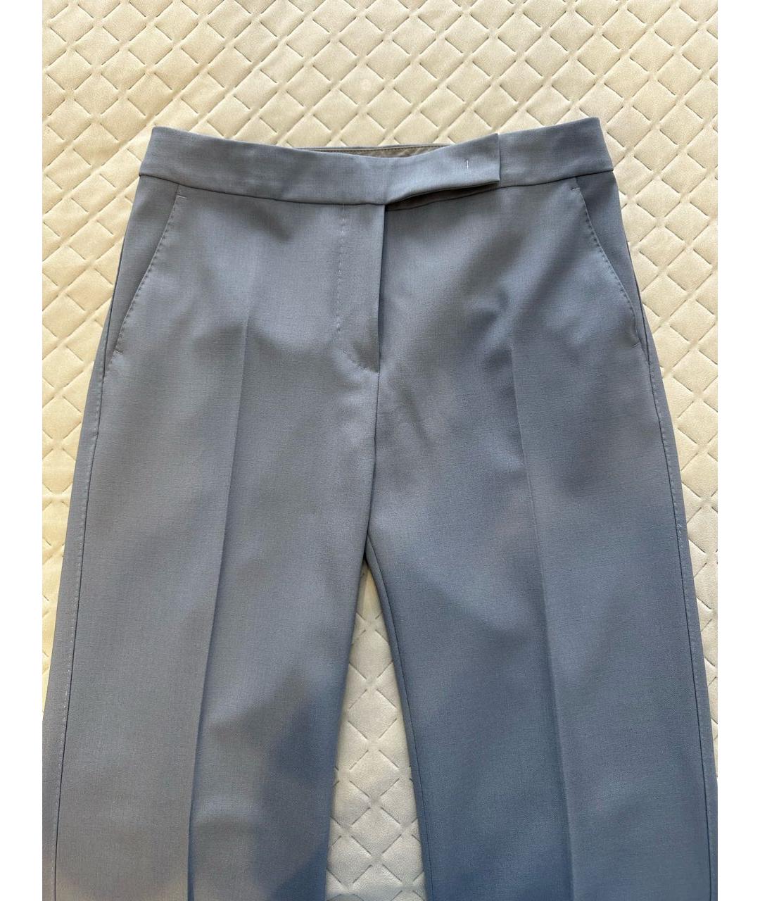 MAX MARA Голубые шерстяные брюки широкие, фото 4