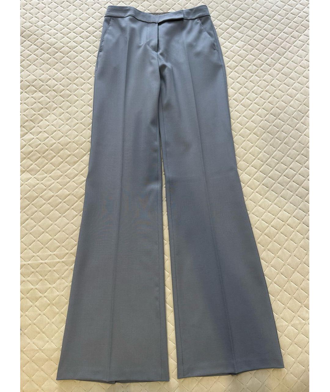MAX MARA Голубые шерстяные брюки широкие, фото 2