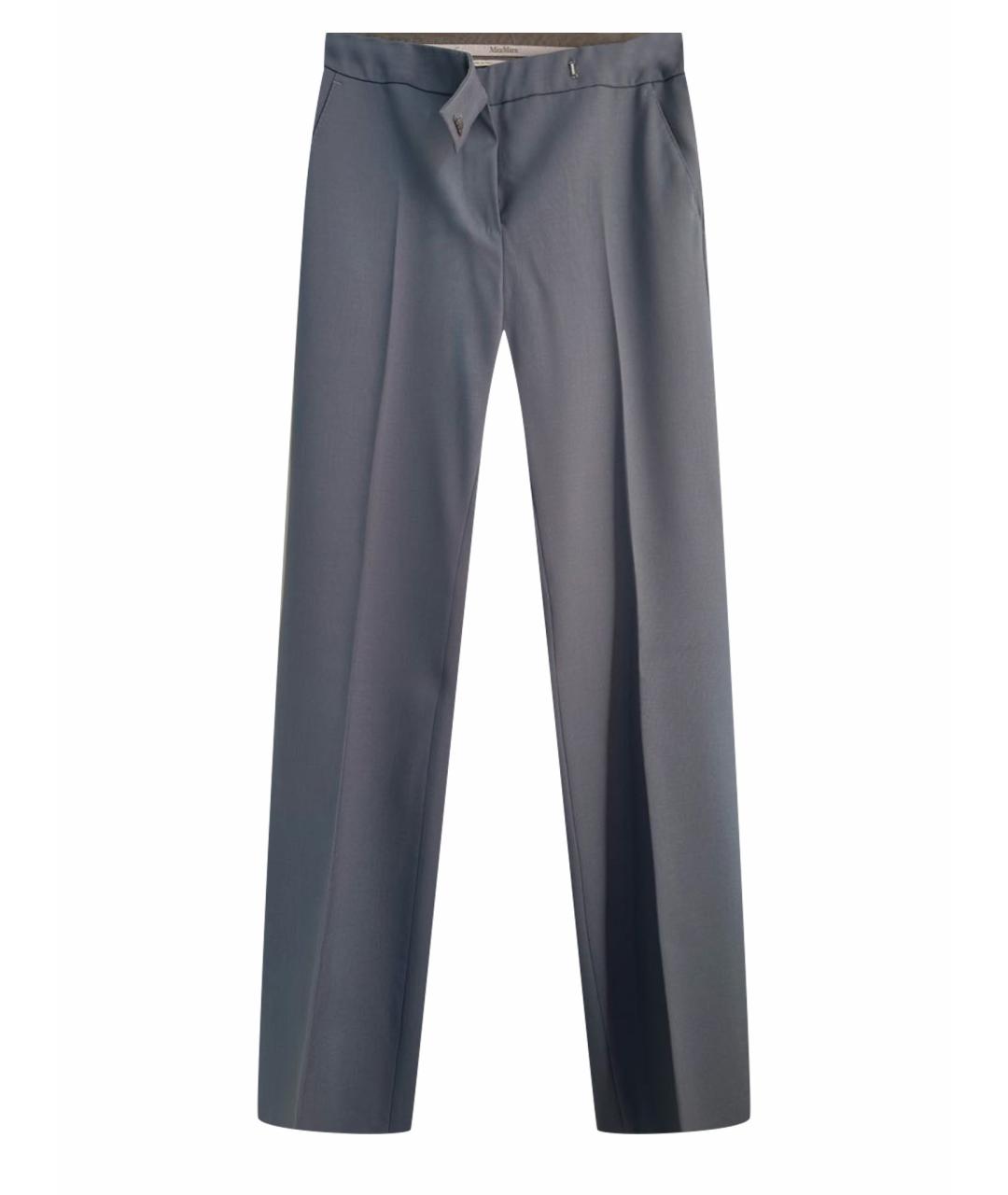 MAX MARA Голубые шерстяные брюки широкие, фото 1