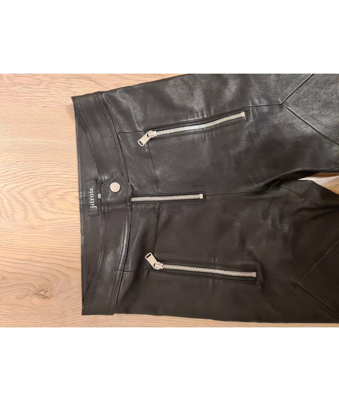JITROIS Черные кожаные брюки узкие, фото 4