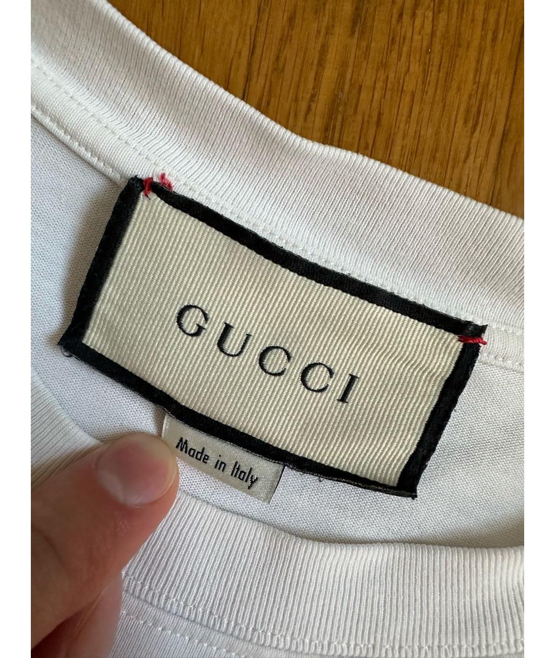 GUCCI Белая хлопковая футболка, фото 3