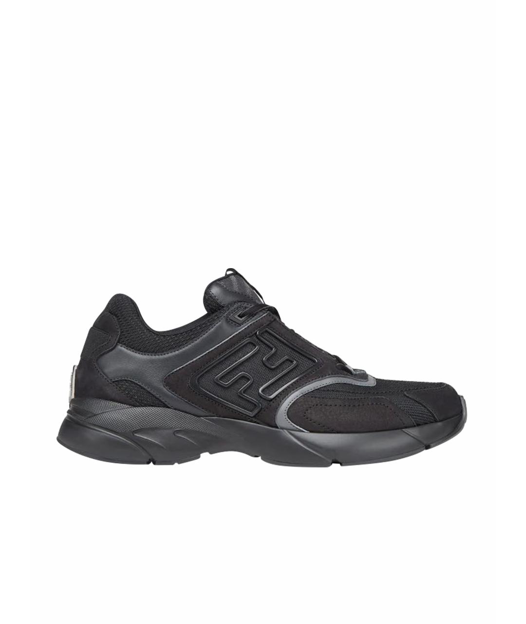 FENDI Черные замшевые низкие кроссовки / кеды, фото 1
