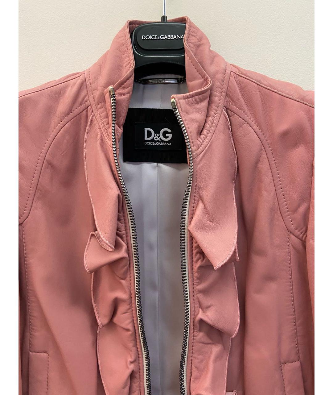 DOLCE&GABBANA Розовая кожаная куртка, фото 3