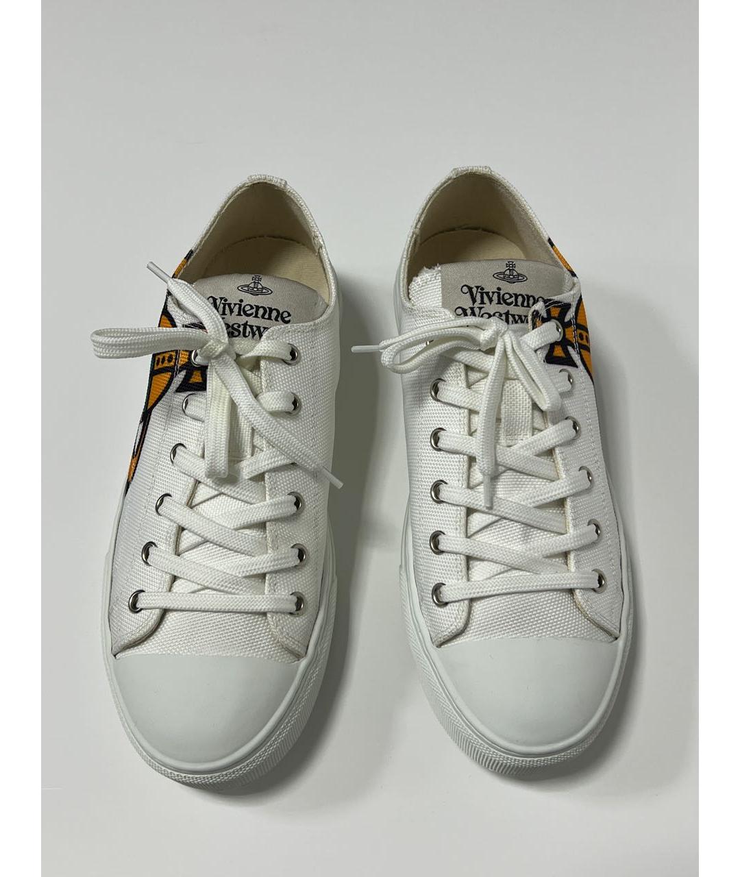 VIVIENNE WESTWOOD Белые текстильные низкие кроссовки / кеды, фото 6