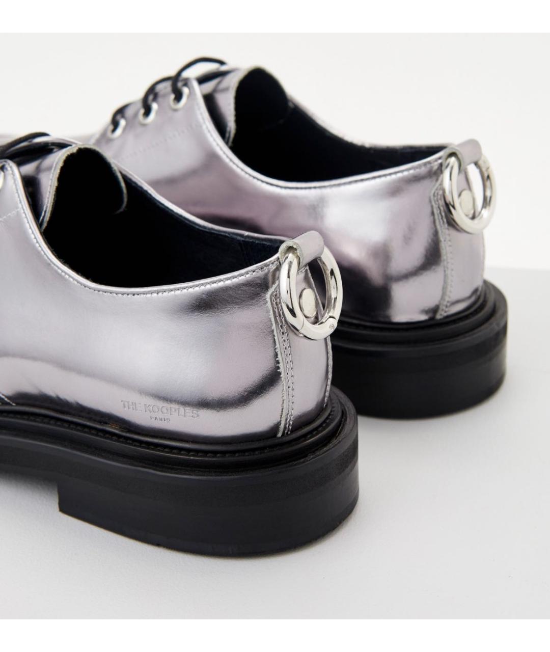 THE KOOPLES Серебряные кожаные низкие ботинки, фото 4