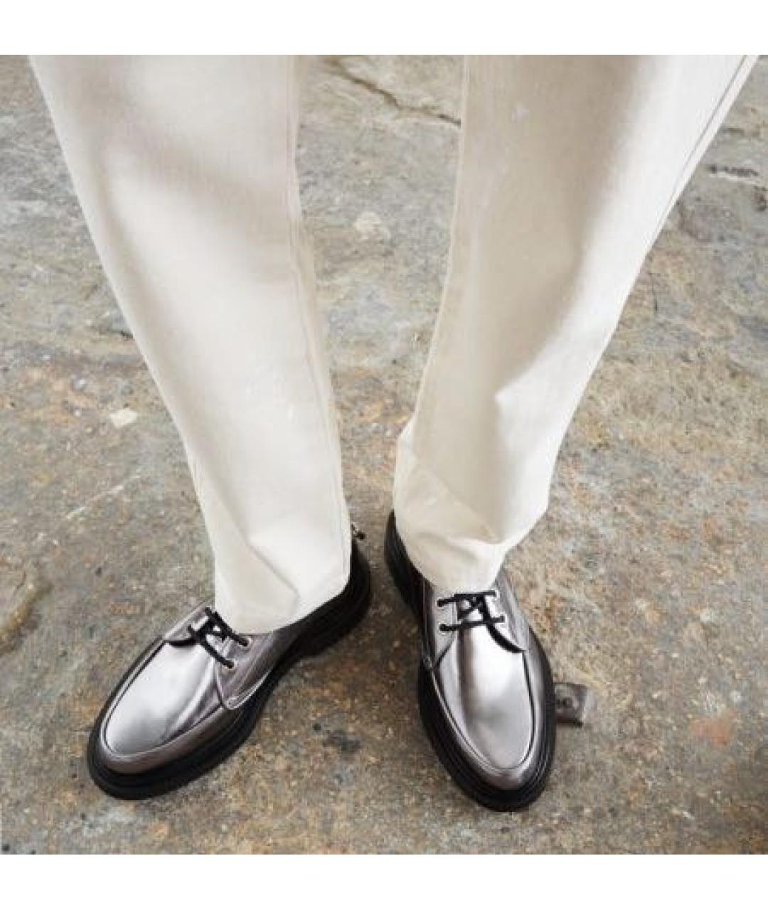 THE KOOPLES Серебряные кожаные низкие ботинки, фото 6