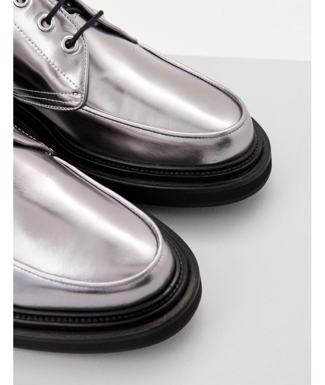 THE KOOPLES Серебряные кожаные низкие ботинки, фото 3