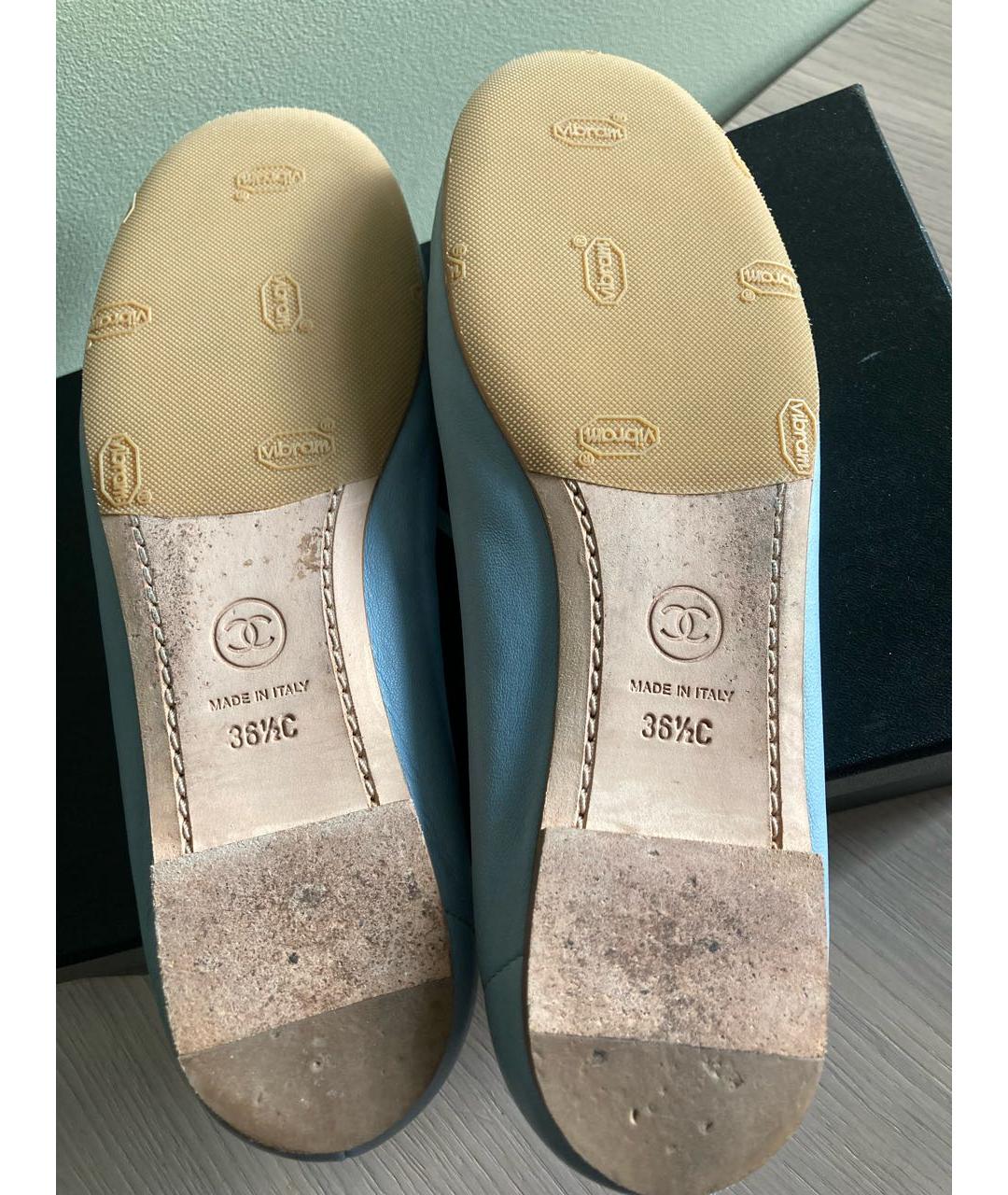 CHANEL Голубые кожаные балетки, фото 3