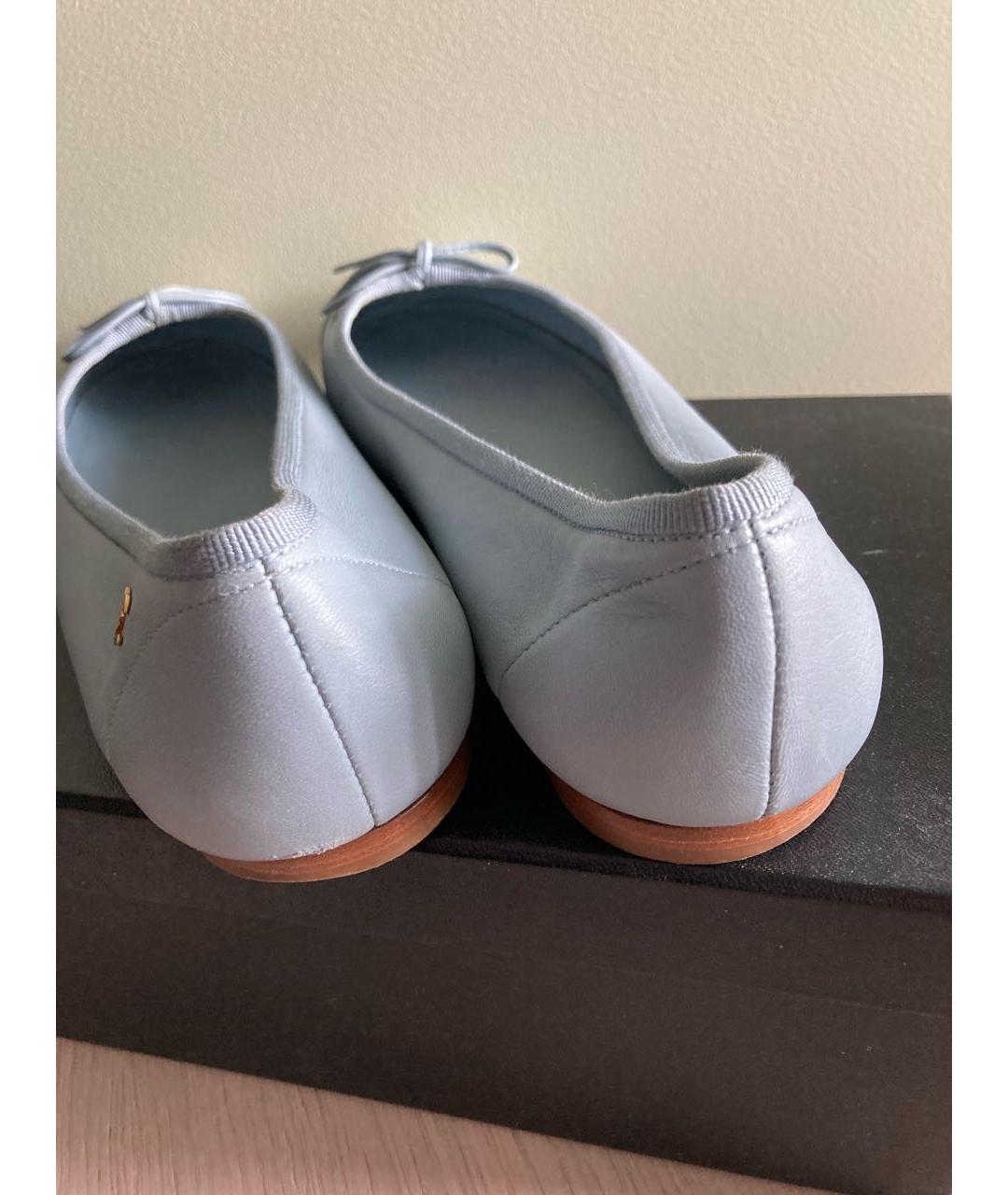 CHANEL Голубые кожаные балетки, фото 4