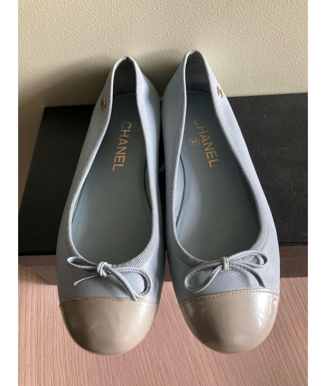 CHANEL Голубые кожаные балетки, фото 2