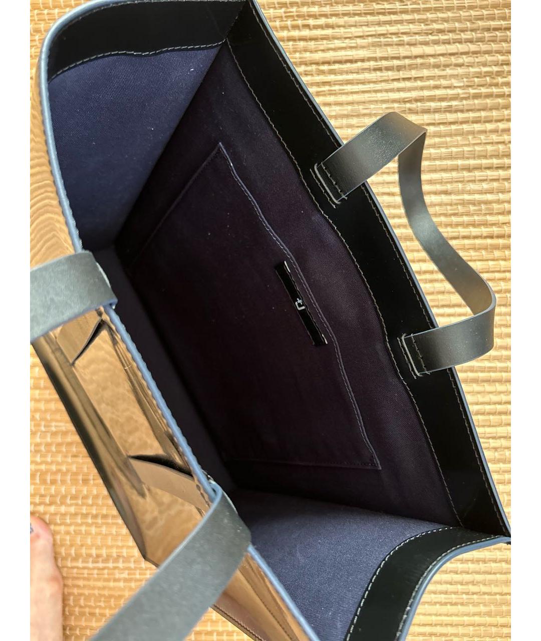 JIL SANDER Темно-синяя кожаная сумка тоут, фото 4