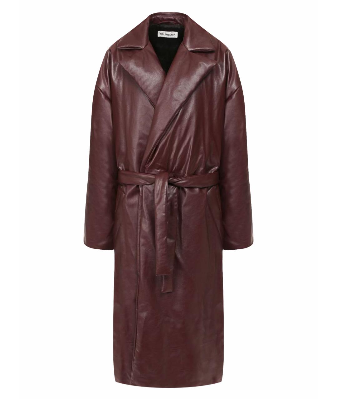 BALENCIAGA Бордовое кожаное пальто, фото 1