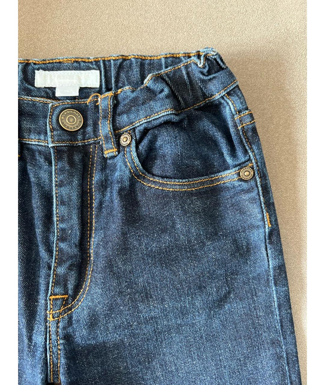 BURBERRY Темно-синие хлопковые детские джинсы, фото 3