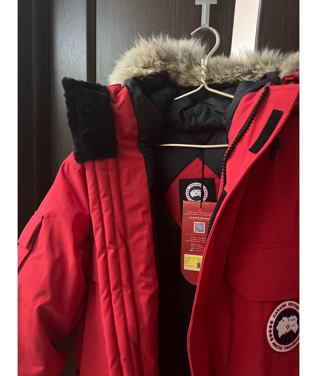 CANADA GOOSE Красный полиэстеровый пуховик, фото 3