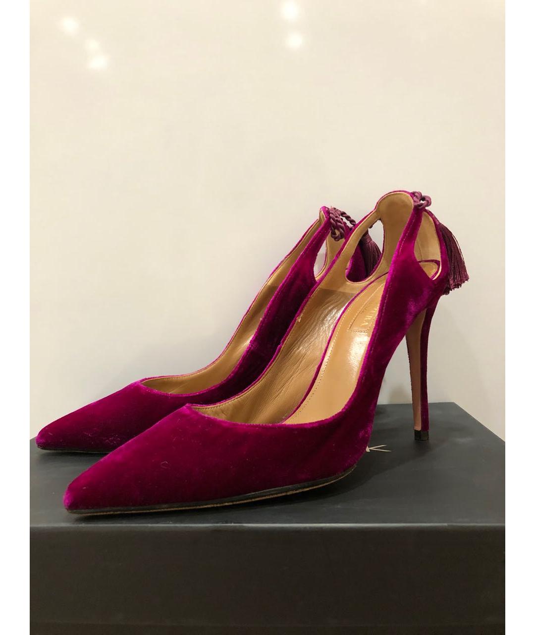 AQUAZZURA Фиолетовые бархатные туфли, фото 2