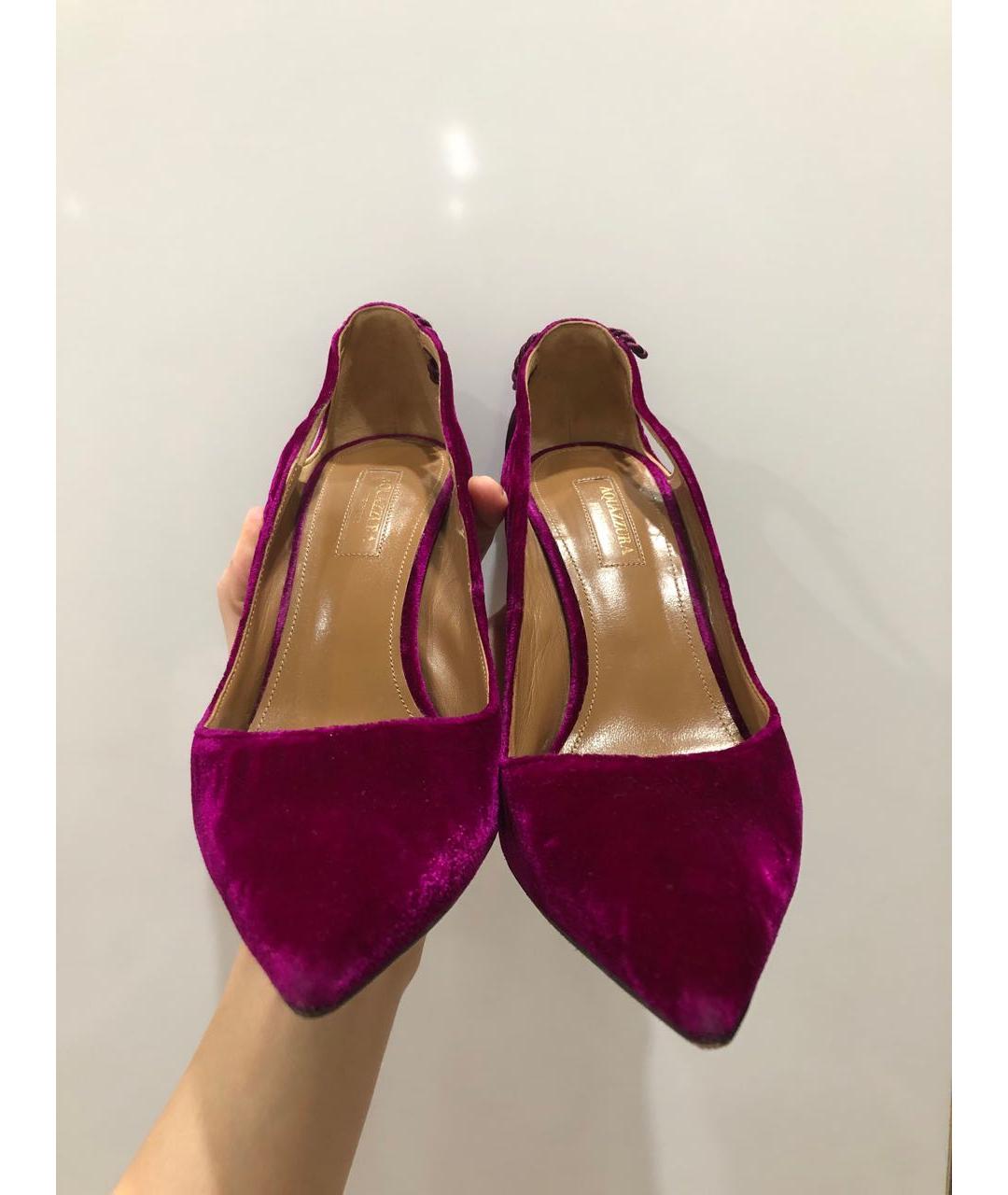 AQUAZZURA Фиолетовые бархатные туфли, фото 6