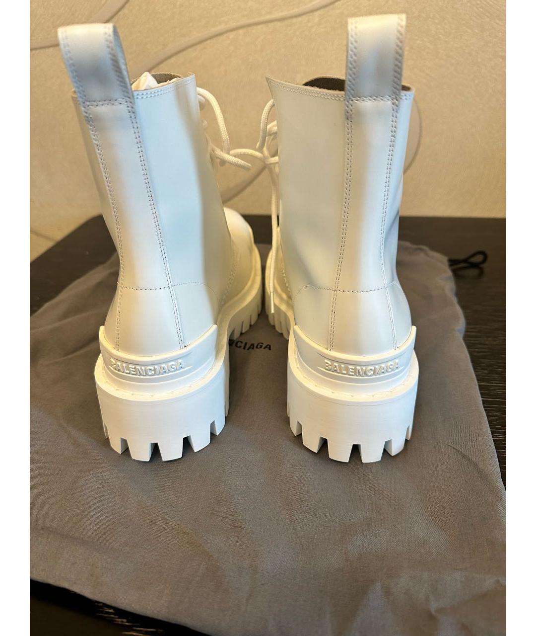 BALENCIAGA Белые кожаные ботинки, фото 4