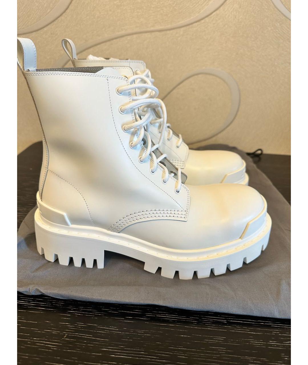 BALENCIAGA Белые кожаные ботинки, фото 6