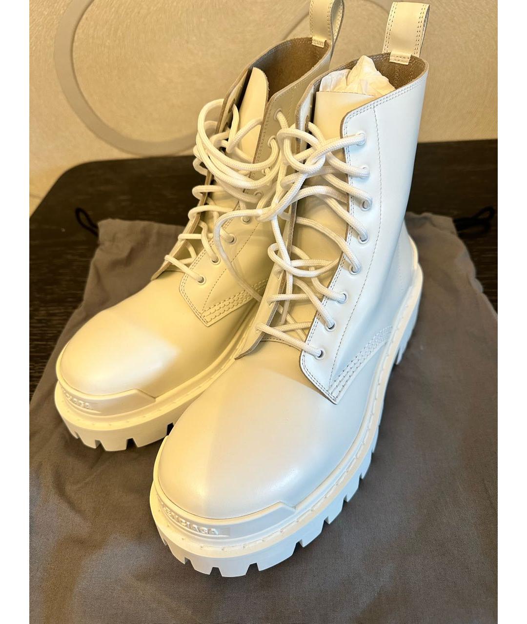 BALENCIAGA Белые кожаные ботинки, фото 3