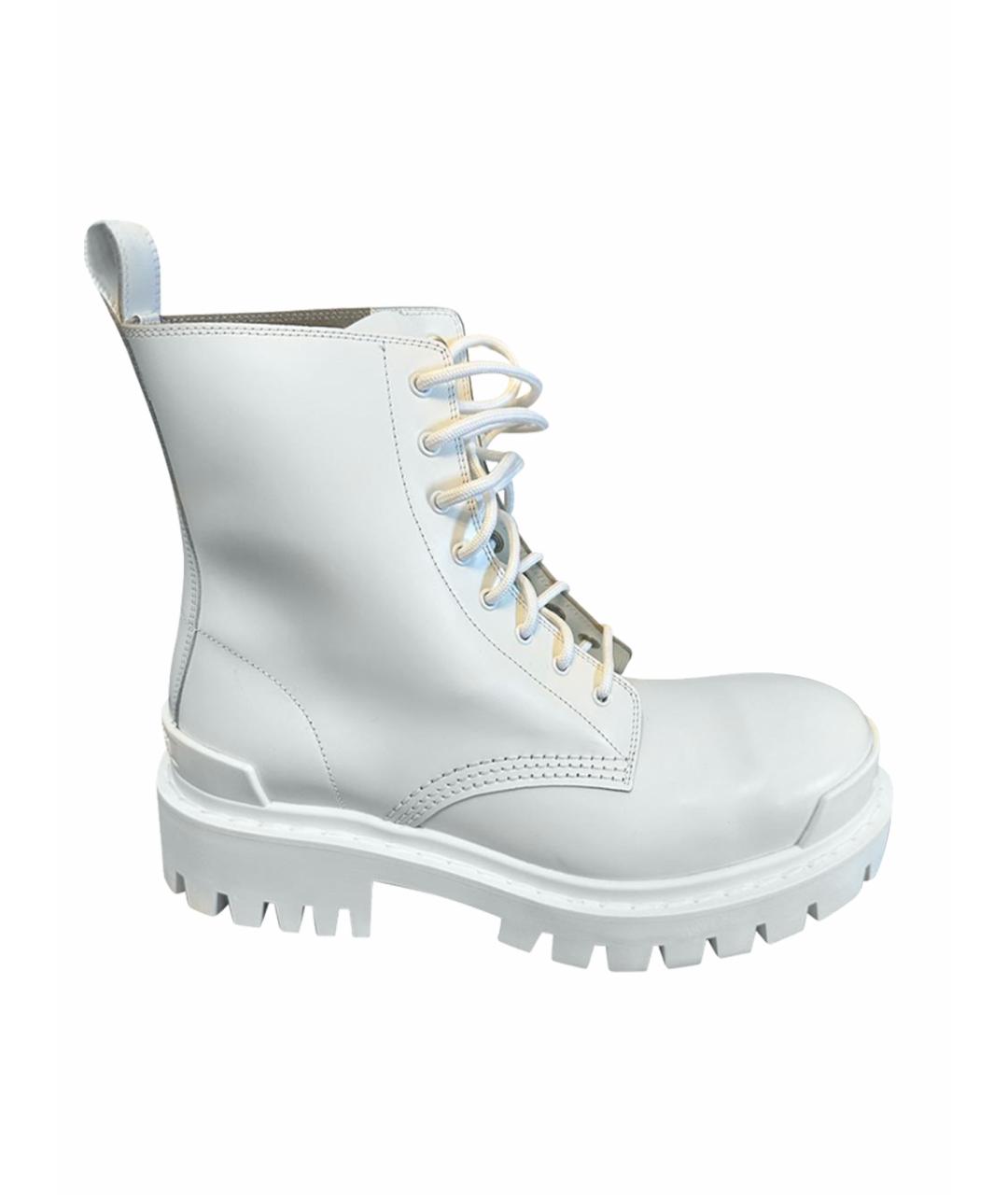 BALENCIAGA Белые кожаные ботинки, фото 1