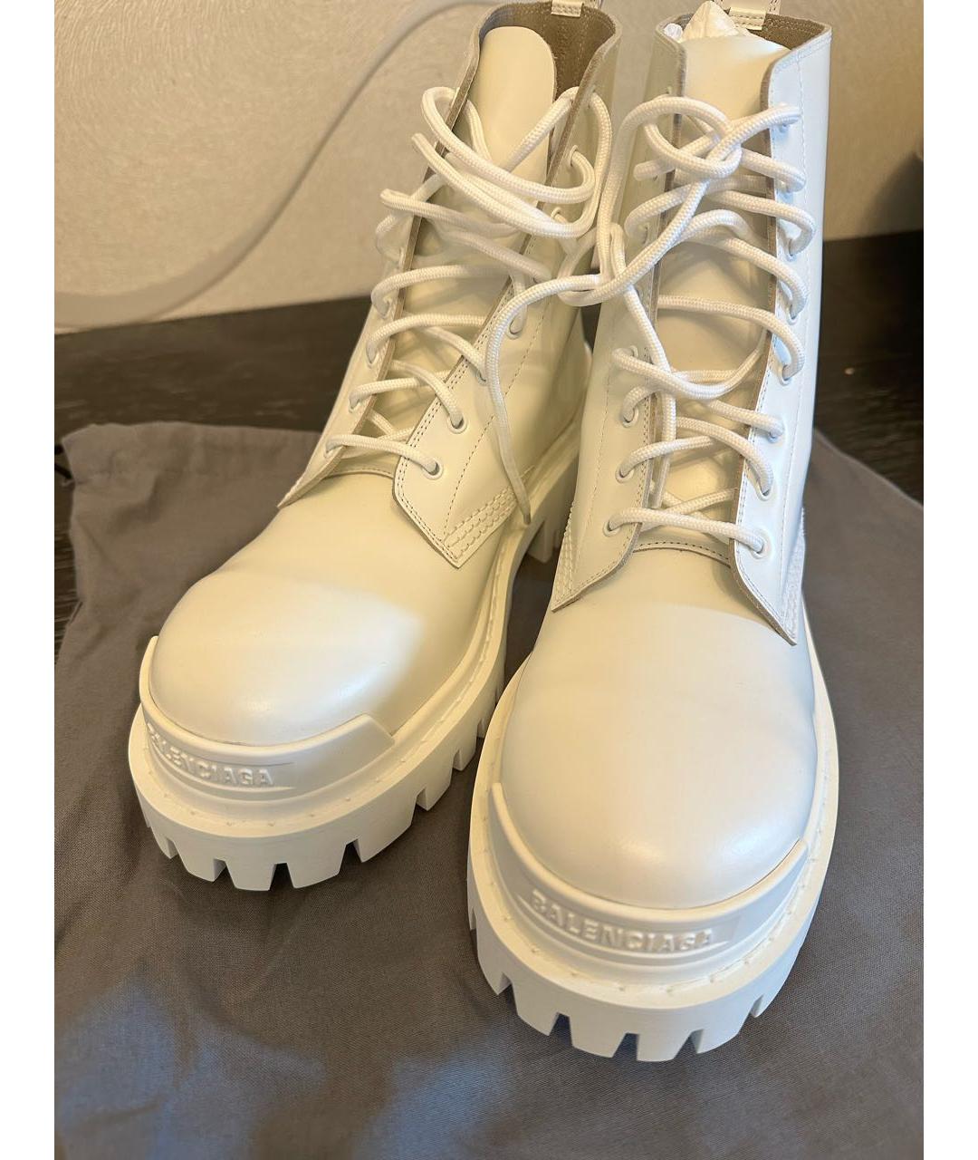 BALENCIAGA Белые кожаные ботинки, фото 2