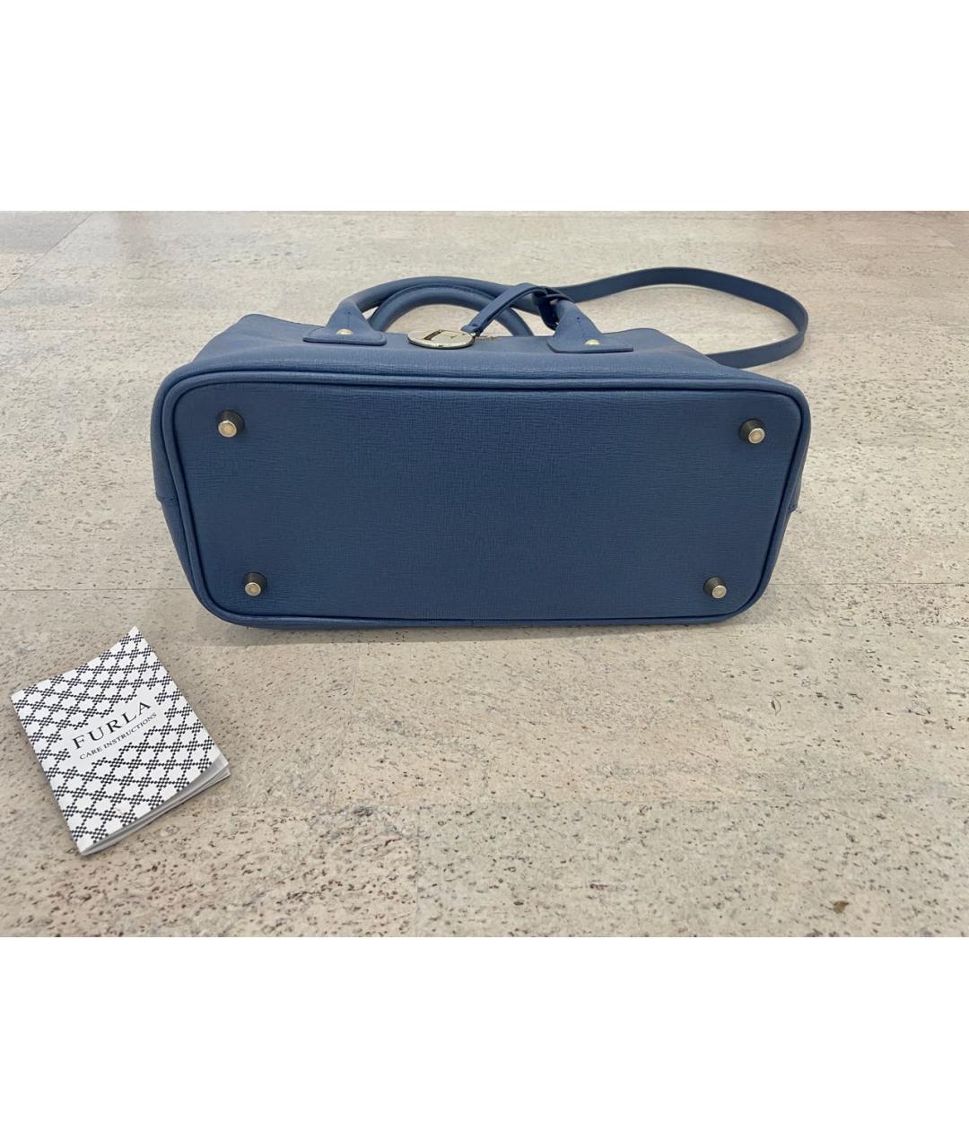 FURLA Голубая кожаная сумка тоут, фото 2