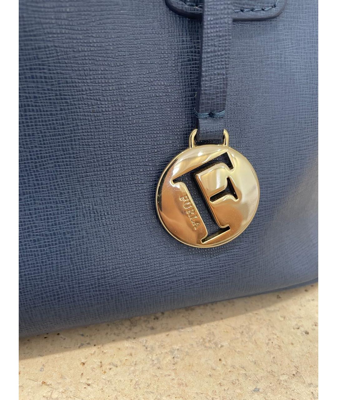 FURLA Голубая кожаная сумка тоут, фото 5